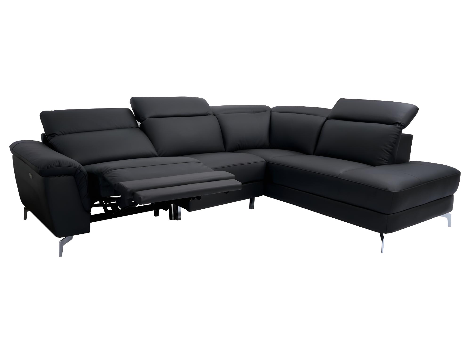 Canapé d'angle relax électrique en cuir noir H.N. – Image 3