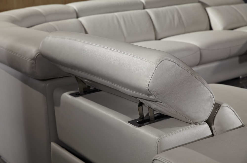Canapé d'angle double relax en cuir - Beige – Image 2