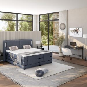 Ensemble sommiers relaxation électrique + matelas - Tissu Bleu