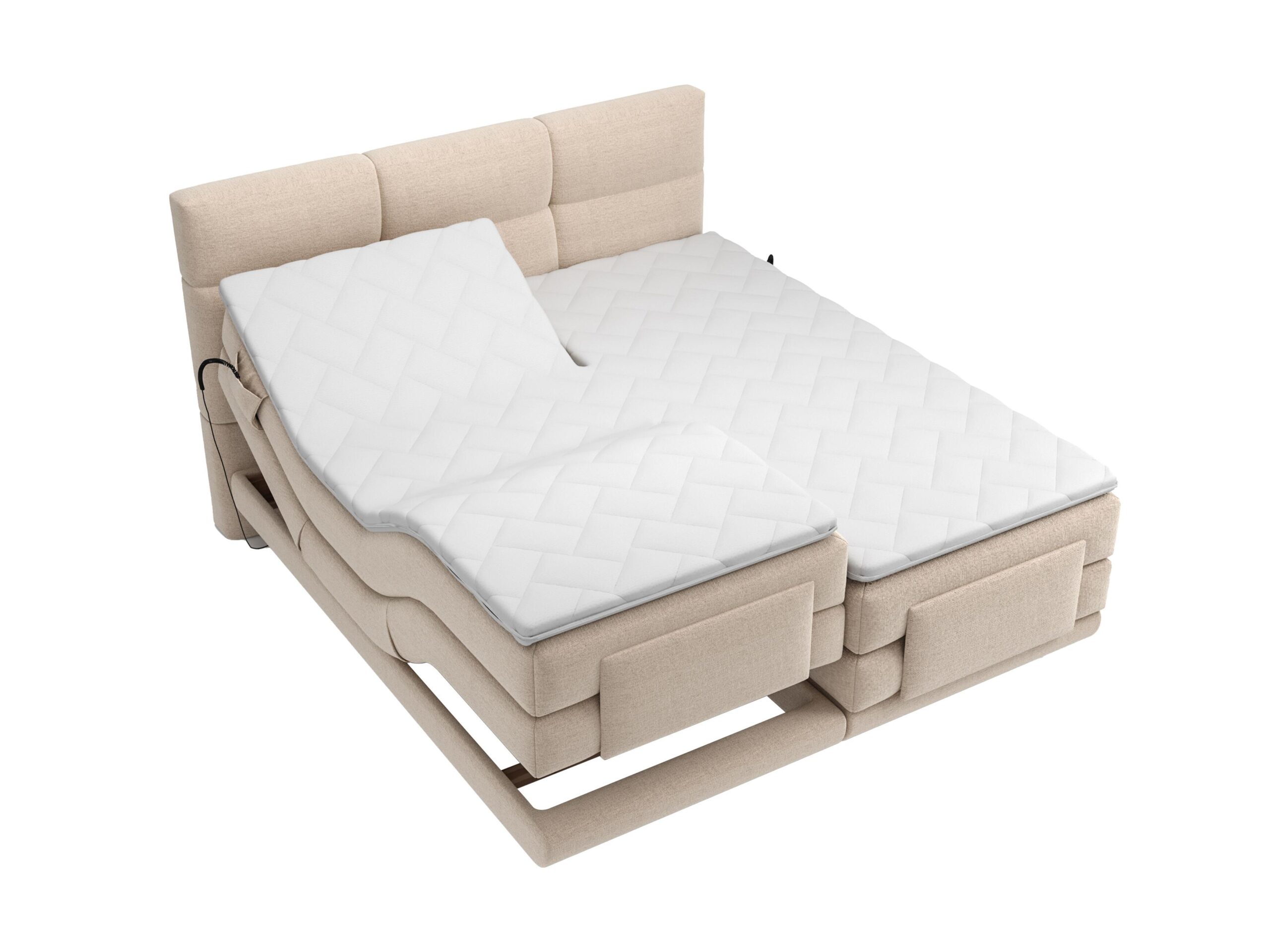 Ensemble sommiers relaxation électrique + matelas - Tissu Brun – Image 3