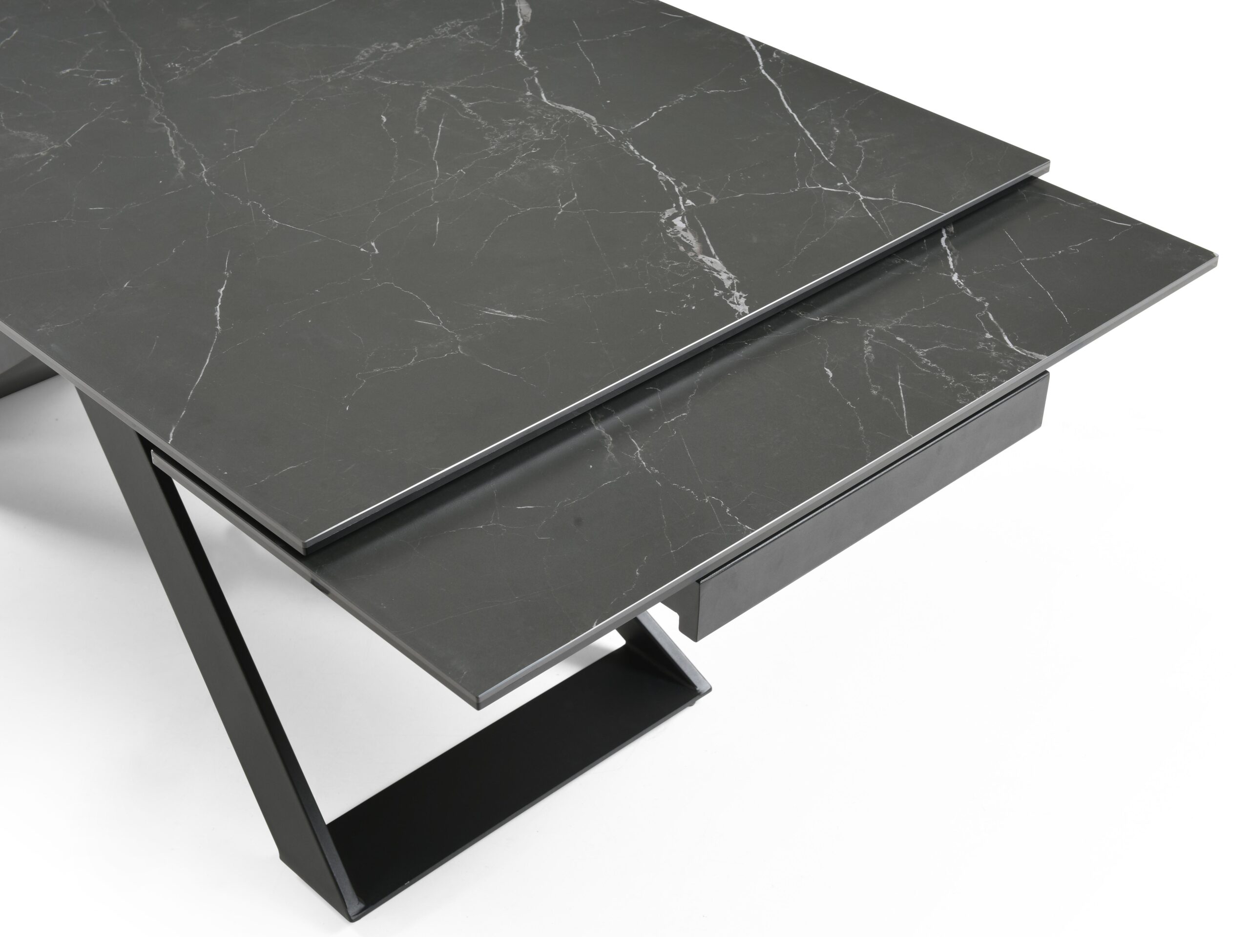 Table à manger extensible en céramique - Effet marbre noir – Image 3