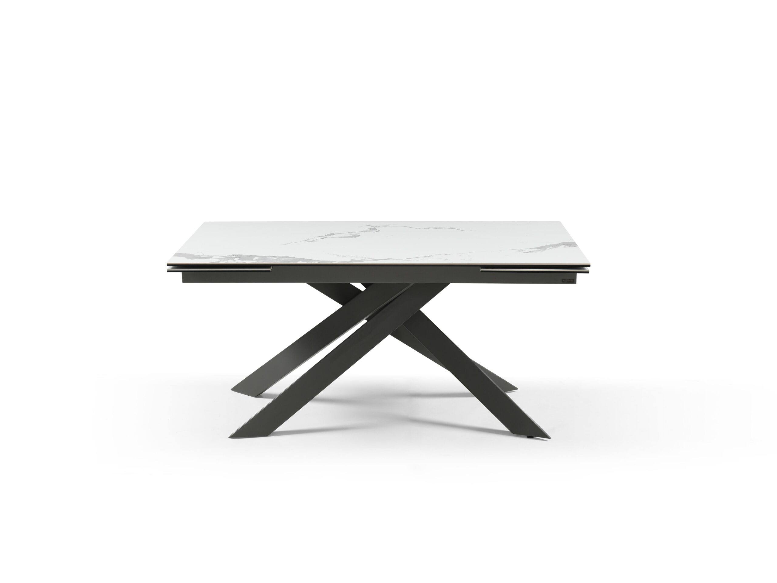 Table à manger extensible en céramique - Effet marbre blanc et anthracite – Image 4