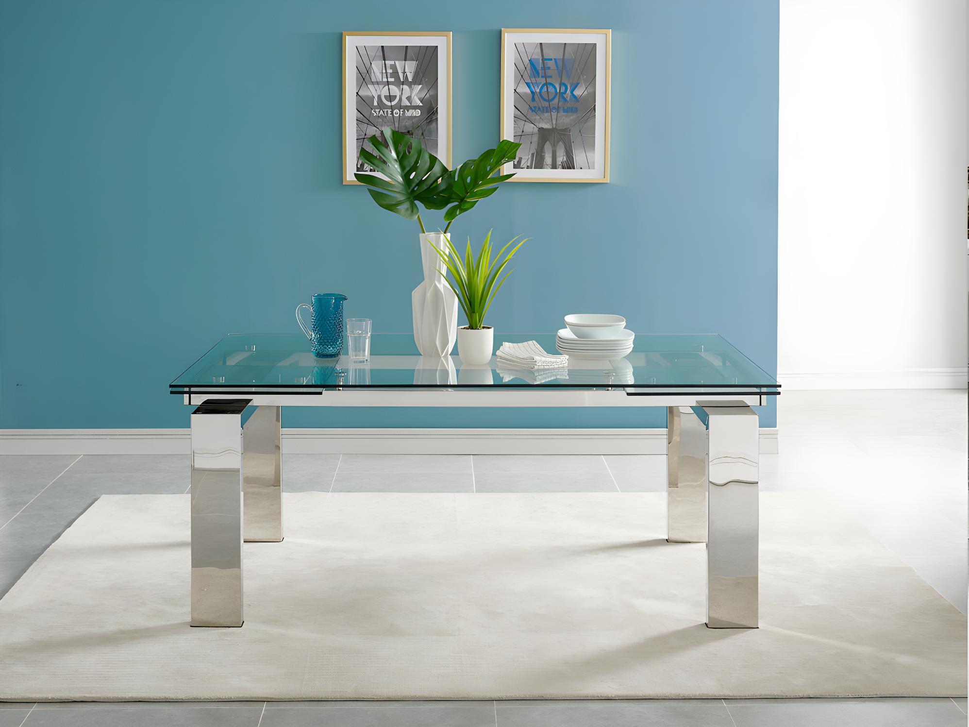 Table à manger transparente - extensible en verre trempé – Image 2